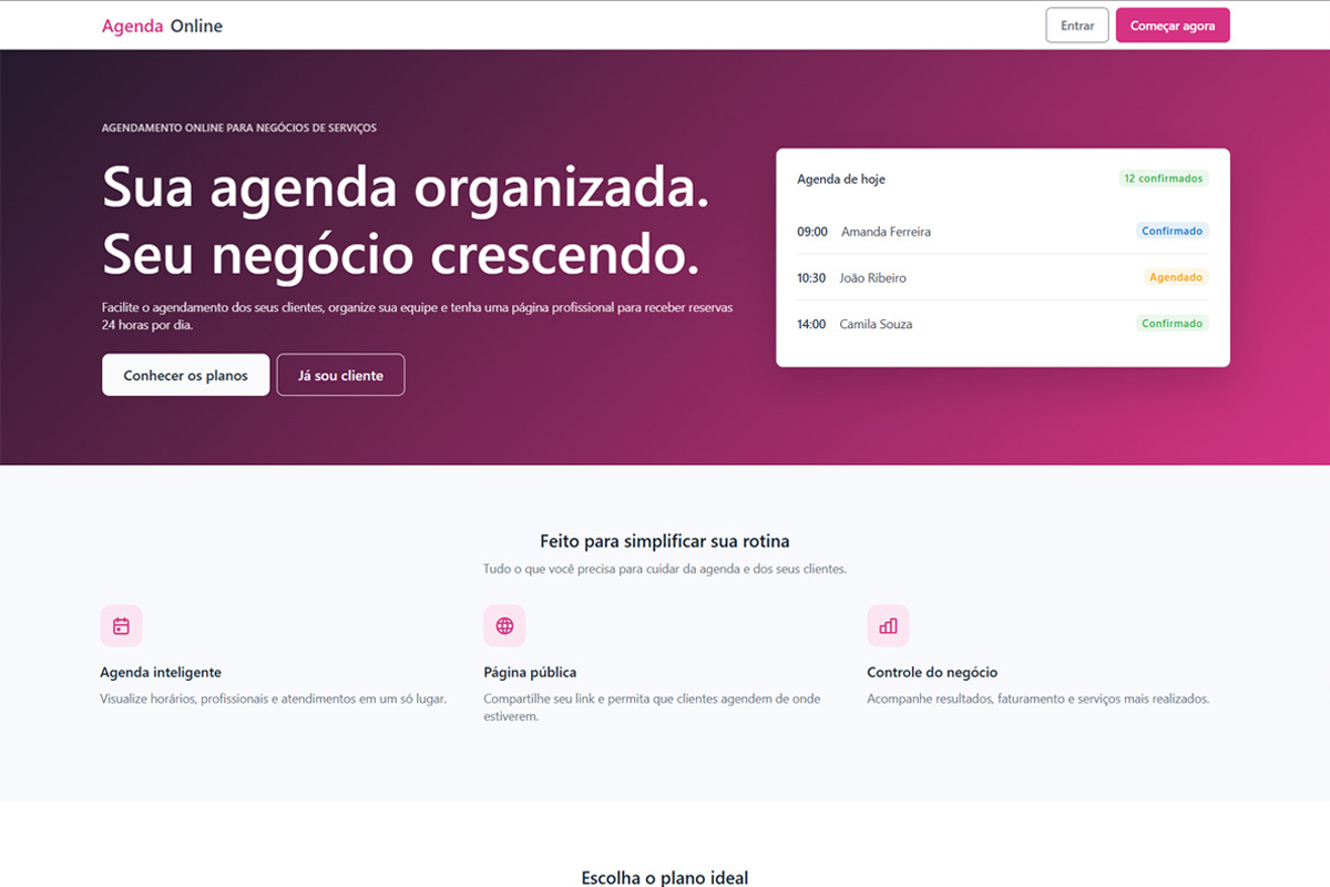 Sistema web Agendamento Online